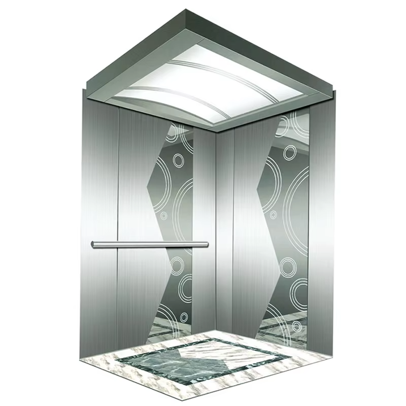 کابین آسانسور مسافری سفارشی VTSP125 ساخت فولاد ضد زنگ با ویژگی کم صدا 1 سال گارانتی گزینه های پایان چندگانه