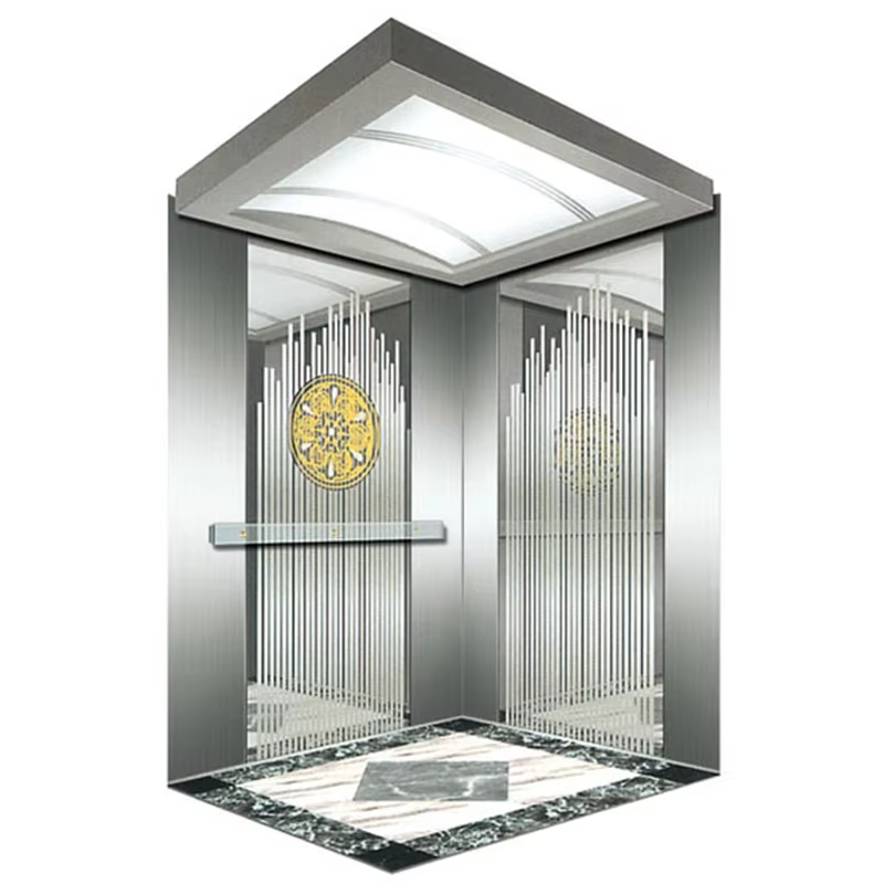کابین آسانسور مسافری سفارشی VTSP125 ساخت فولاد ضد زنگ با ویژگی کم صدا 1 سال گارانتی گزینه های پایان چندگانه
