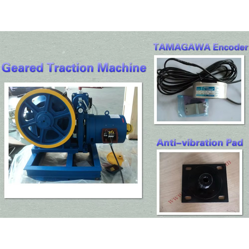 VTSP216 محصولات جدید YJF100K 320Kg-450Kg قطعات آسانسور Torindrive Elevator Geared Traction Machine